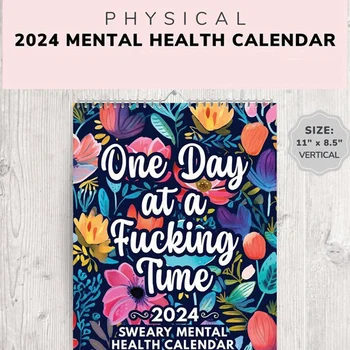Amuzant Calendar pentru Sănătate Mintală 2024, Jur Inspiratie Calendar 2024, Flori de Calendar, de Inspiratie Calendar de Perete