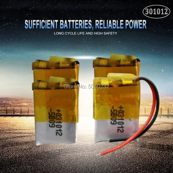 4buc 30mAh 3.7 V 301012 litiu-polimer lipo baterie reîncărcabilă pentru GPS, MP3, MP4 PAD DVD DIY pentru căști bluetooth speaker