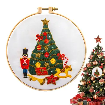 Broderie Ornamente de Crăciun Kit DIY Ochiuri Încrucișate Kituri Pentru Ac Drăguț Handmade Pomul de Crăciun Elan Ochiuri Practică