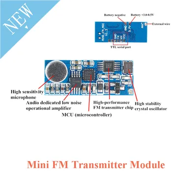 Mini Mono Singur Canal de Bord Transmițător FM Transmițător Wireless Microfon Modulul Serial Port Control DC 3V-5V 76 MILIOANE-108MHz