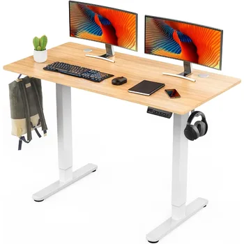 Calculator de birou, reglabil pe inaltime electric, picioare birou cu cârlige, de învățare birou, birou de calculator