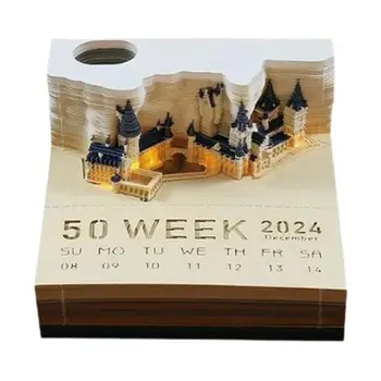 3D Memo Pad Calendar 2024 Castel Magic Ceas Calendar 2024 Rupe Calendar Sculptura Ceas Calendar Sculptură de Artă
