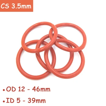 CS 3.5 mm Alimente Grad Silicon Rosu O-Ring OD 12-46mm VMQ Inel de Etanșare Garnitură de IDENTITATE 5-39mm Impermeabil Și Rezistent la Căldură