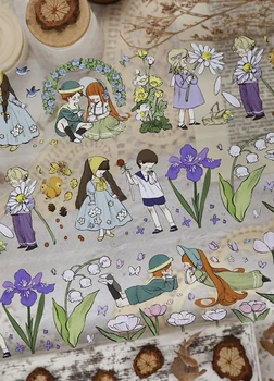 Frumoasă Grădină Florale Fata Washi Banda PET pentru Luare de Card de Decorare DIY Scrapbooking Plan de Autocolante