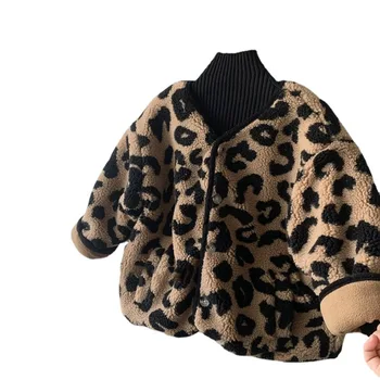 Jachete Pentru Fete de Iarnă Primăvară Jachete pentru Copii Haine pentru Copii Leopard Geaca Haina Îmbrăcăminte exterioară Cald V-neck Îmbrăcăminte