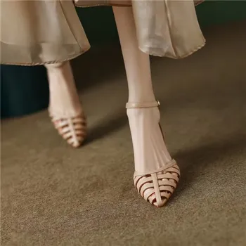 2023 Nou Designer de Pantofi Pentru Femei Sandale Subliniat Toe Hollow Out Pantofi Cross-legat Gladiator Sandale Tocuri inalte Pantofi Sexy