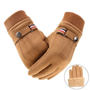 Nouă Bărbați de Iarnă Mănuși de piele de Căprioară Cald Split Degetul Mănuși de Sport în aer liber Conducere Catarama Design Masculin Touch Ecran Manusi