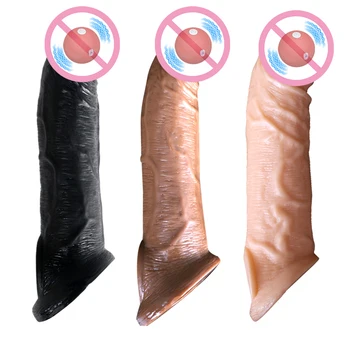 21cm 8.27 inch Vibratoare Penis Extension Sleeve Caz Dick Crește Extindere Silicon Prezervativ Penis Acoperi Antet Extender Barbati Sex