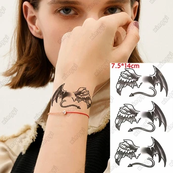 Impermeabil Tatuaj Temporar Autocolante Demon cu Aripi de Înger Arta Corpului De La Gât Transfer de Apă Fals Tatuaj Flash Tatuaj pentru Barbati Femei