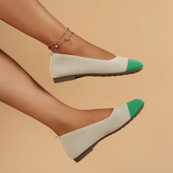 Pantofi Casual pentru Femei de Toamna pentru Femei Balerini Culori Amestecate Rotund Toe Respiră Superficial Femei Alunecare pe Pantofi pentru Femeie Pantofi de Mers pe jos