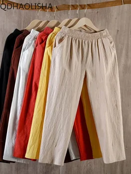 Femei Bumbac Pantaloni Scurti Casual De Vara De Libertate Elastic Talie Elegant De Moda Coreeană Largi Solide De Epocă Pantaloni Streetwear