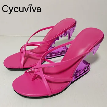 2023 Designer De Slide-Uri Ciudate Cu Toc Femei Papuci De Vara FlipFlops Sandale Gladiator Cu Toc Înalt Pantofi De Partid Pentru Femei