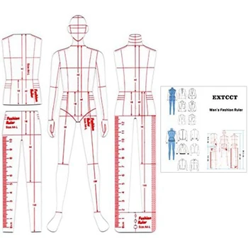 Bărbați Moda Ilustrare Riglă Șablon Desen Conducător Set Pentru Cusut Umanoid Model de Design, Îmbrăcăminte de Măsurare
