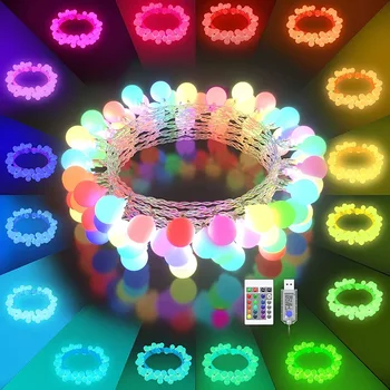 20M 200 DE LED-uri RGB Schimbătoare Glob Șir de Lumini în aer liber Christms Glob Mingea Lumini de Basm USB Alimentat pentru Dormitor, Patio Decor