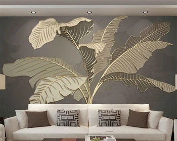 beibehang Personalizat, modern, nou papel de parede de mână-pictat patlagina plante verzi de lux lumina de aur linie tapet de fundal