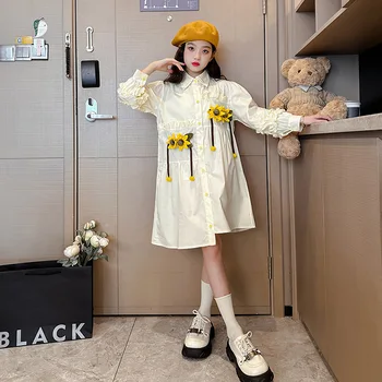 Teen Fete Mult Stil Camasa, Rochii cu Floarea-soarelui Haine Ruched Moda Neregulate Design Toamna Bluze din Bumbac 100% Costum