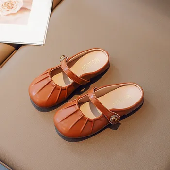 Franceză Stil Retro Mary Janes pentru Fete 2023 Primavara Toamna Superficial Pantofi din Piele Apartamente Versatil Cutat Copii Printesa Papuci