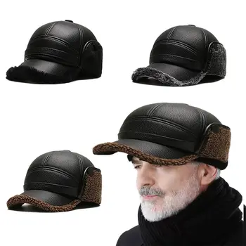 Îngroșa Bătrân Termică Pălărie De Protecție Pentru Urechi Casquette Ureche Cald Cald Pălărie De Piele Cald Șapcă De Baseball Tata Bunicul