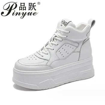 5.cm din Piele Indesata Platforma Pantofi Sport de culoare albă.Designer de lux Adidasi Femei Tendințele Tocuri inalte Tenis de vulcanizat, pantofi