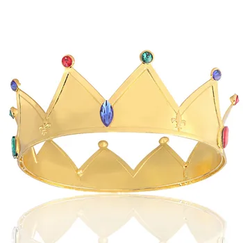 Baroc Regele Regina Placat Cu Aur Colorate Stras Coroana De Petrecere, Accesorii De Par
