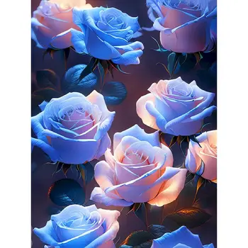 GATYZTORY Pictură în Ulei De Numere Floare Trandafir Albastru DIY Meșteșug Pentru Adulți Kituri de Vopsea pe bază de Acril Încadrată de Colorat Cu Numere de Desen De