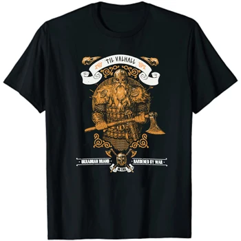 Până Valhalla Nordic Războinic Viking T-Shirt din Bumbac 100% O-Gat Maneci Scurte Casual Mens T-shirt