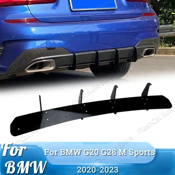 G20 G28 Pentru BMW 320i 330i M340i LCI M Sport 2019-2022 4 Aripioare Mașină Neagră Bara Spate Difuzor Spate Partea de Repartitoare Buza Spoiler Echipare