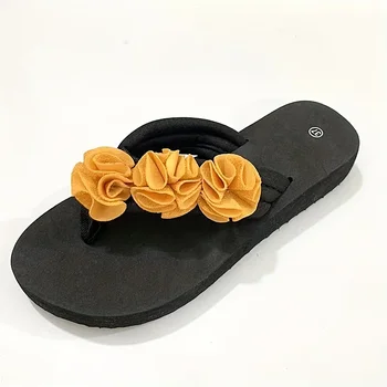 Femei Flori Decor Flip Flops Confortabil Deget de la picior Deschis Alunecare Pe Pantofi de Moda pentru Femei Pantofi de Vara