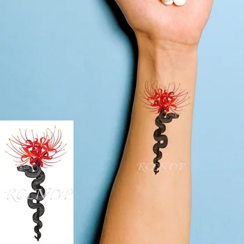 Impermeabil Tatuaj Temporar Autocolant de Culoare Manjusaka Flori Șarpe Organism Animal Arta Flash Tatuaj Fals Tatuaj pentru Copii Barbati Femei