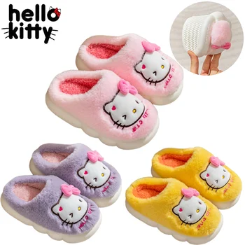 Hello Kitty Bumbac Papuci De Casă Kawaii Copii De Iarnă Caldă Pantofi De Pluș Drăguț Copii De Interior Non-Alunecare Cu Blană Papuci De Casă Papuci Cald Cadouri