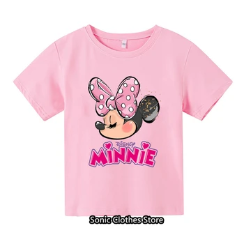 2024 Noi Copii Baby Minnie Mouse T-shirt Girls Îmbrăcăminte de Vară pentru copii de moda casual T-shirt
