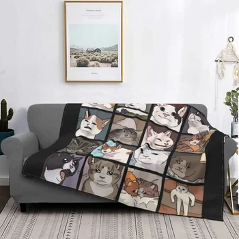 Meme Cat Flanel Primavara/Toamna Drăguț Amuzant Multi-funcție de Super-Moale Arunca Pături pentru Pat Travel Cuvertură de pat