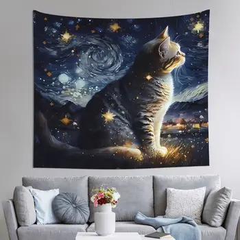 Star Cat Personalizate De Imprimare Moale Tapiserie Arta Picturi Murale Și Pătură Draperii De Perete Adăuga Căldură De La Spațiile
