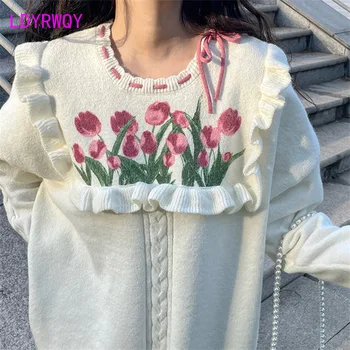 Tulip Auricularia Frontieră Imbracaminte Femei 2022 Nou Japonez Tricotaje, pulover Pulover