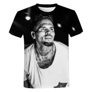 Y2K Vară Oameni Noi Haine Supradimensionate Tricou Chris Brown 3D Imprimate Topuri Teuri de Moda Harajuku cu mânecă Scurtă T-shirt