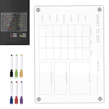 Planificatorul De Masă Pentru Frigider Clar Acrilic Masă Prep Planificării Calendaristice De Bord Cu 6 Pixuri Colorate Erasable Planificatorul De Masă Și Alimentare
