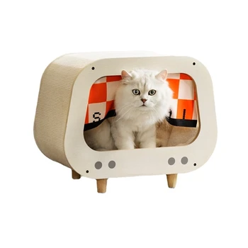TV Cat Gunoi Zero Bord Integrat Mobilier din Lemn de Pisică de Casă Cuib Cat Cabinetul Animal de Casă Pat Cameră