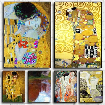 Gustav Klimt Picturi Poster Hârtie Kraft De Epocă Poster De Perete De Arta Pictura De Studiu Autocolante Mare Szie Pictura Pe Perete