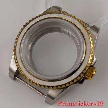 de lux 40mm din oțel inoxidabil caz ceas bezel placat cu aur se potrivesc NH35 NH36 mișcarea automată safir de sticlă