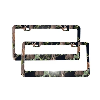 Pădurea de Copaci Cerbi de Înmatriculare Cadre Set de 2 Aluminiu de Tag-ul Auto Acoperă Titularii Auto Standard cu 2 Gauri