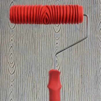 Lemn de cauciuc de Vopsire cu Role de Vopsire cu Role Crafting Lemn Granulare Knurling Tool Set pentru Perete DIY Decorare cu Mâner ( Roșu )