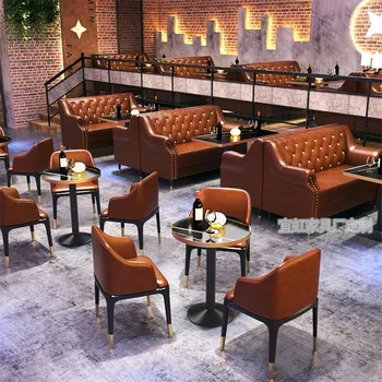 Personalizate de lumină Moderne de lux retro Europene, bar, restaurant booth canapea Vest restaurant cafenea masă și scaun combinație