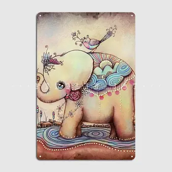 Micuța Diana Vintage Elephant Princess Semn Metalic De Perete De Peșteră Pictură Murală De Epocă Plăci De Tablă Semn Poster