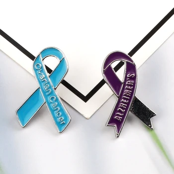 Sănătate de Conștientizare Email Ace de Metal Panglică Broșe Alzheimer, Cancer Ovarian Supraviețuitori Insigne Eșarfă Pulover Rever Cadouri Bijuterii