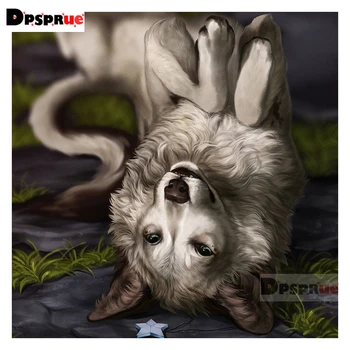 Dpsprue Plin 5D DIY Piața Diamant Rotund Pictura Rasfatata wolf 3D Broderie Cusatura Cruce Stras Mozaic Decor Acasă D07