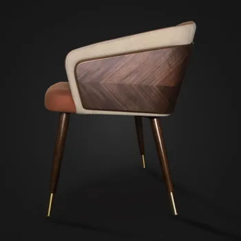 Stil Nordic din lemn masiv de metal picior fotoliu modern material de lux (piele) Cafe-Bar de familie scaun de luat masa