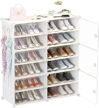 Jomifin Shoe Rack Cabinet de Stocare cu Usi, Portabile Organizator Pantofi,Extensibil în Picioare de haine, Bagaje Cizme,Papuci