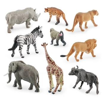 Simulare Animal De Jucărie Figuri Sălbatice, Grădină Zoologică Animal De Fermă, Zebra, Rinocer Model Figurine De Jucărie Pentru Copii Copii Cadou Cognitive Jucărie