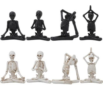 8 Stiluri De Artă Abstractă Rășină Yoga Figurina Casa Craniu Înfricoșător Ornamente Studio Acasă În Camera De Zi De Decorare Cadou