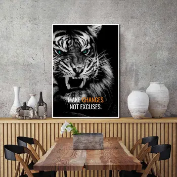 Tigru Animal Panza Pictura Arta De Perete Bestie Feroce De Inspiratie Scrisoare Poster Print Tapet Camera De Zi De Decorare Dormitor